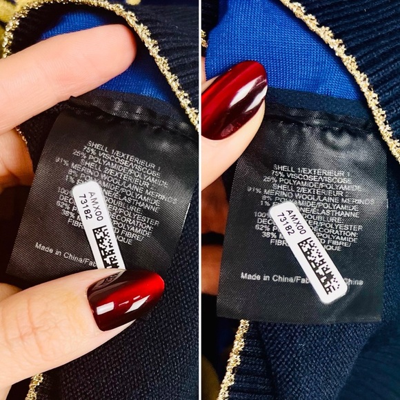 Tory Burch Hollis Cosmic Floral Velvet Foiled Gold Metallic Sweater Navy Blue S - Picture 6 of 12